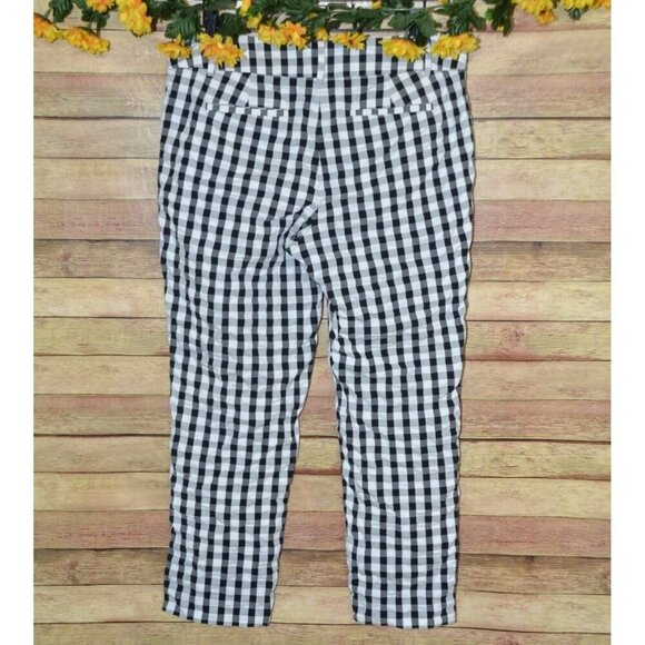 Loft Original Ankle Pant Size 10 Black  White Gingham Pattern Tapered Leg Pocket - Picture 5 of 11